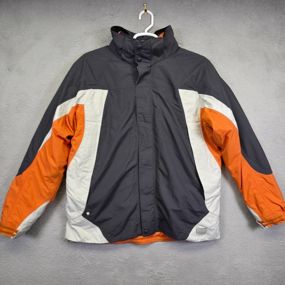 LL Bean Jacket Mens L Colorblock 2 in 1 Outdoor Winter Snow Ski Zip Liner Retro - Picture 1 of 16